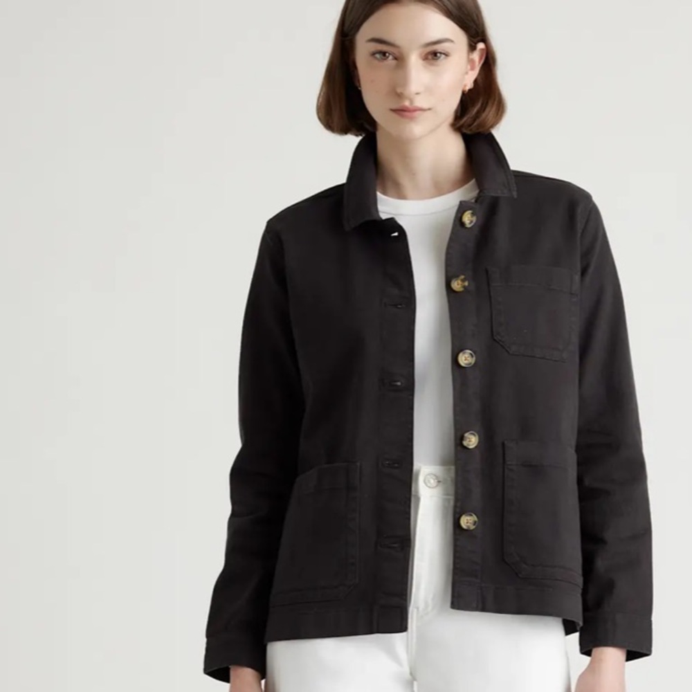 Quince Black Utility Jacket with Patch Pockets - Picture 4 of 4